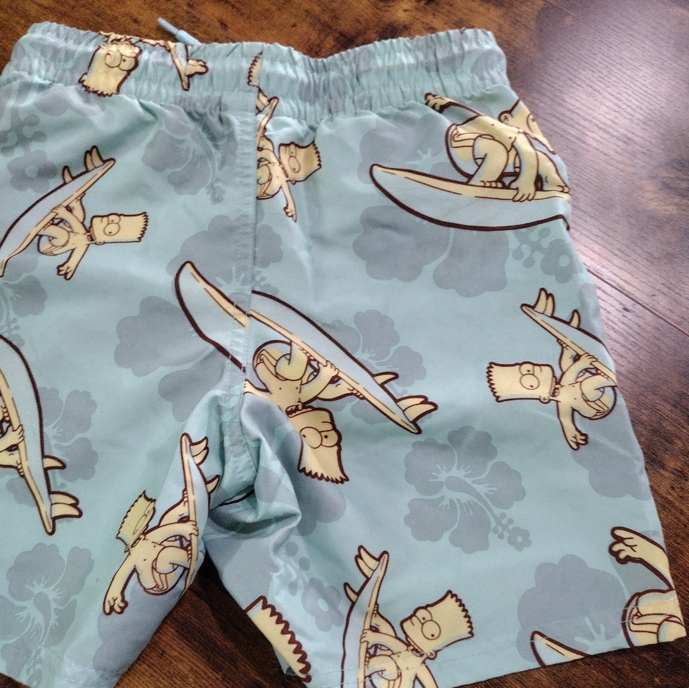 The Simpsons Boy's Licensed Swim Trunks - Green/Yellow Medium (8)